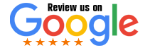 Google logo with five gold stars below.