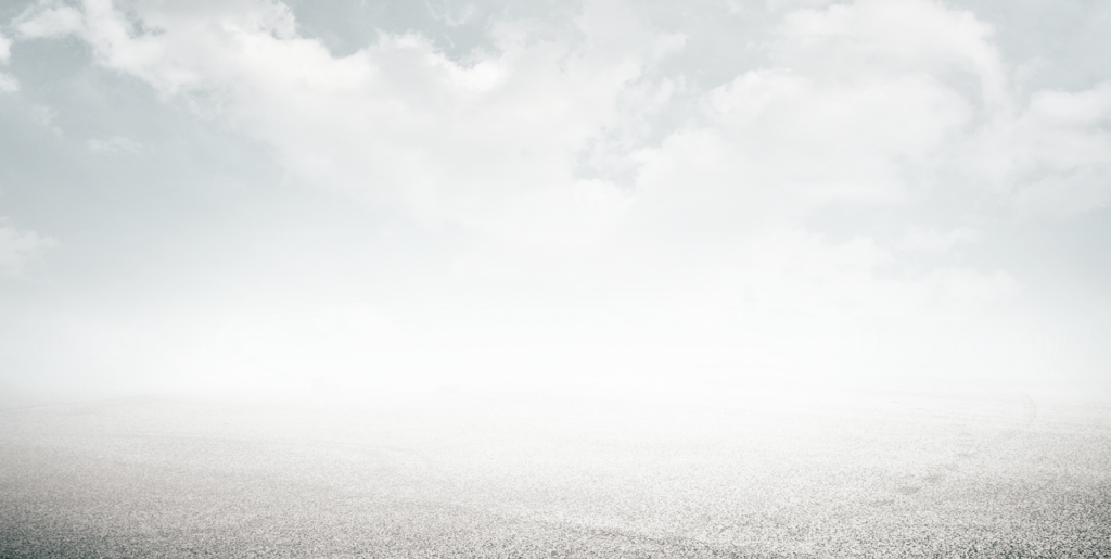 A foggy landscape with muted tones and a soft cloudy sky.