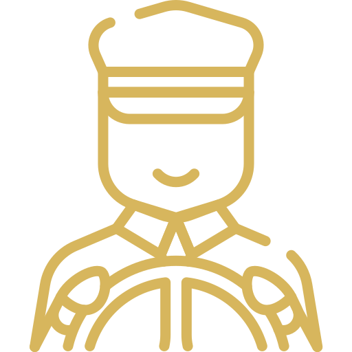 Gold line art of a soldier saluting in uniform.